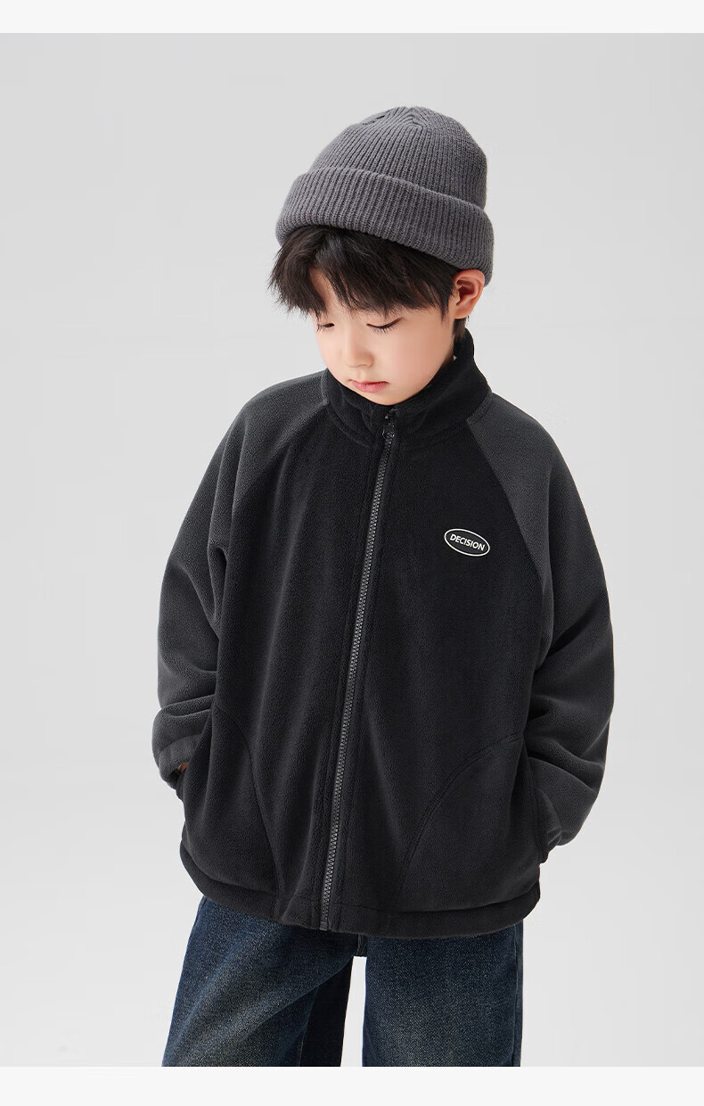 Zuo Xi Boys' Kids' Jacket Autumn 2025 New Double-Sided Fleece Warm Winter Coat Black 130 20